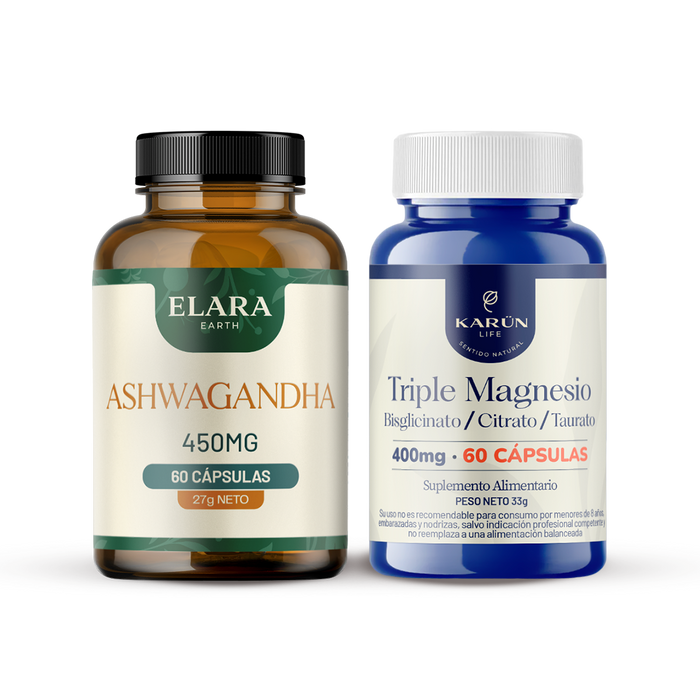 Pack Relajacion: Ashwagandha + Triple Magnesio - 120 Capsulas