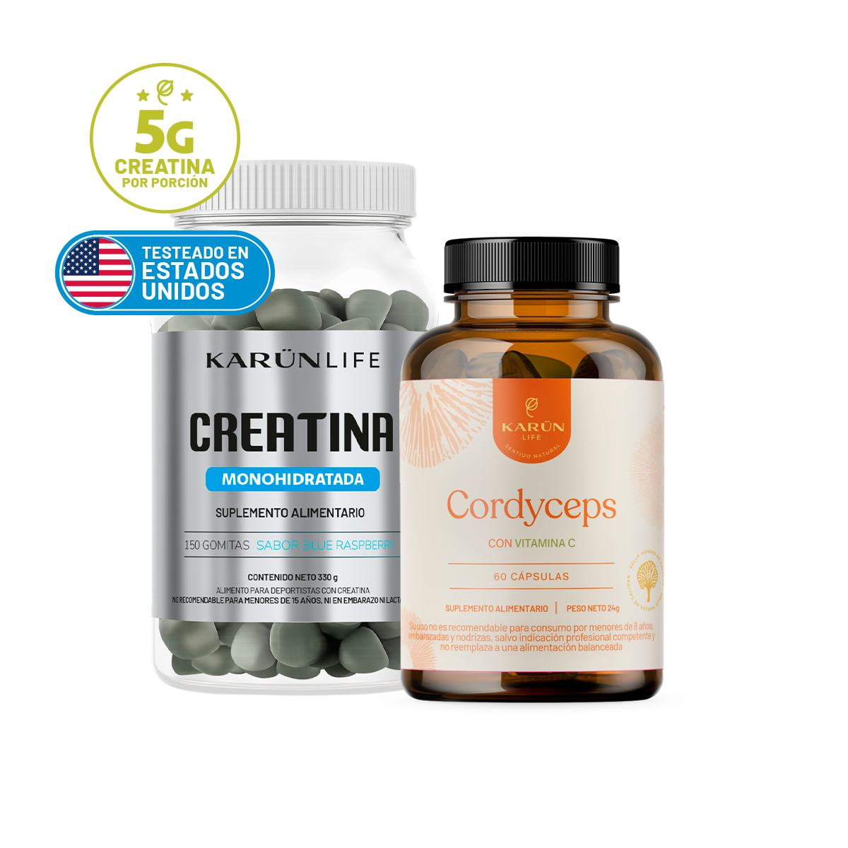 Pack Creatina 150 Gomitas + Cordyceps 60 Cápsulas