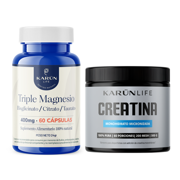 Pack Rendimiento Potenciado  Creatina en Polvo 300 gr + Triple Magnesio 60 Capsulas